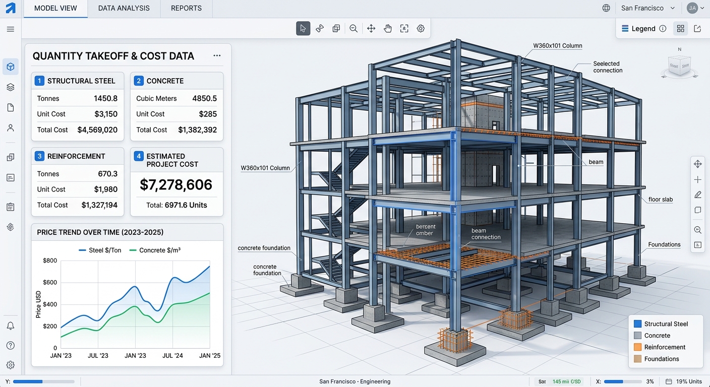5D BIM cost intelligence and quantity take-off from federated model