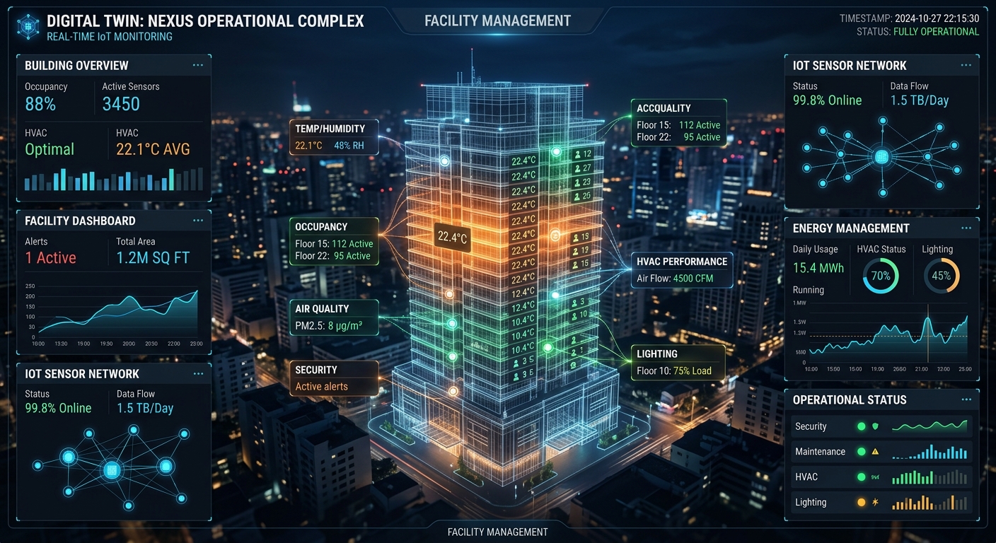 7D BIM digital twin with IoT integration and asset operations data